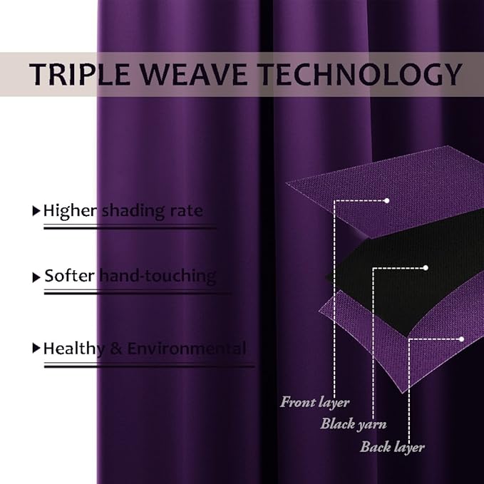NICETOWN Energy Saving Blackout Darkening Drape, Triple Weave Home Decoration - Image 4