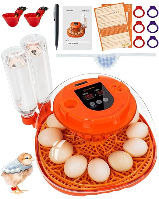 12 Egg Incubator with Automatic Turning & Humidity Control, Fully Automatic by Homcolorful