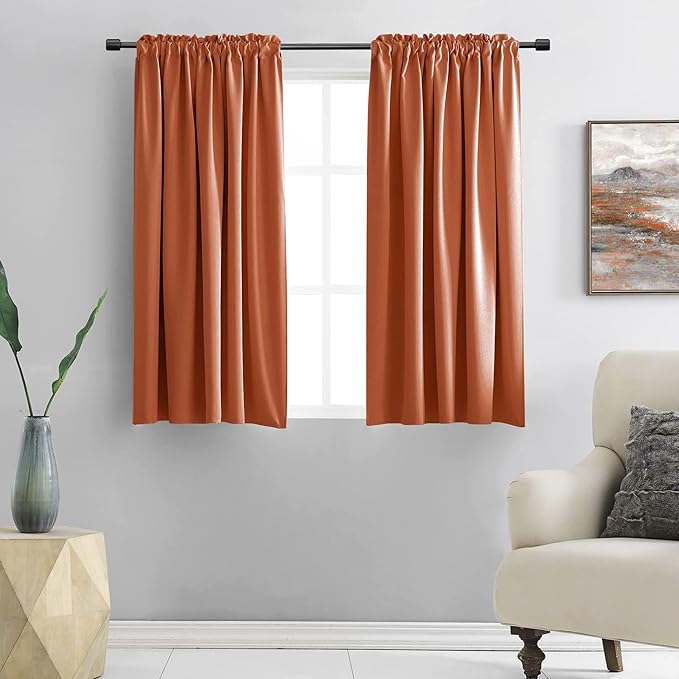 DONREN Burnt Orange Blackout Curtain Drapes by DONREN