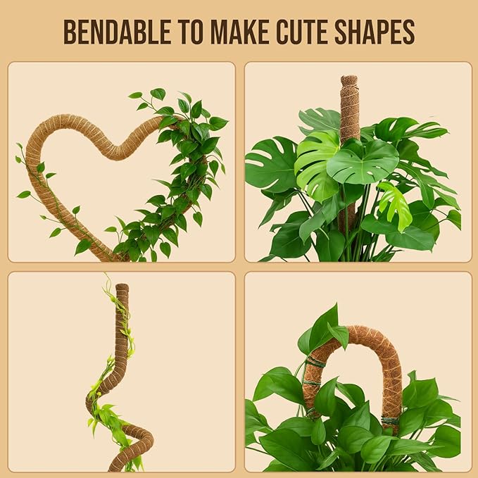 Moss Pole Monstera Plant Support – 2 Pack 28” Bendable Moss Pole Monstera Plant - Image 3
