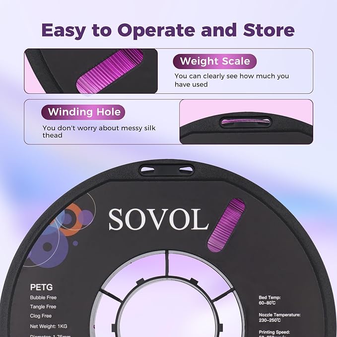 Sovol 3D Printer PETG Filament 1.75mm, Gradient Multicolors Filaments Material - Image 7