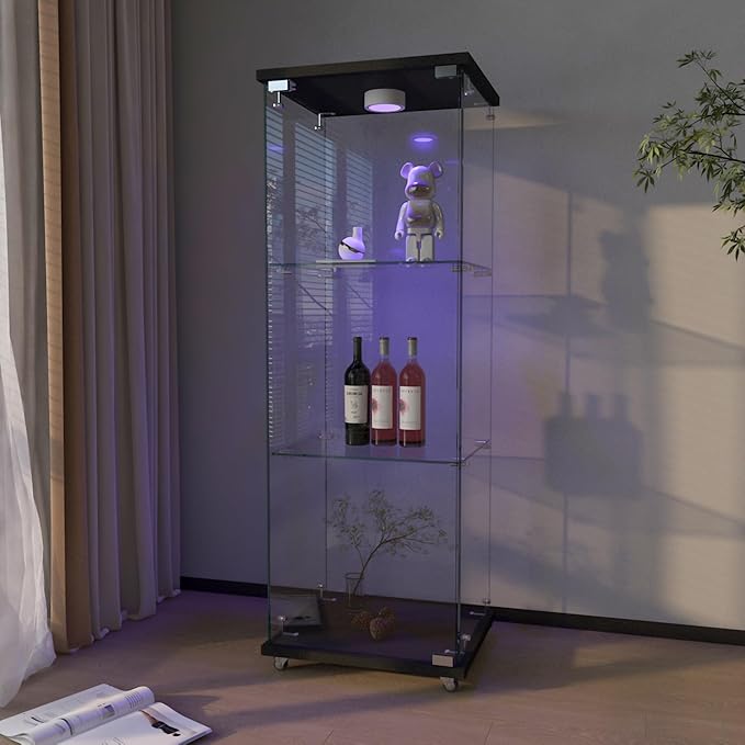 Yoluckea 3-Shelf Glass Display Cabinet - Image 7