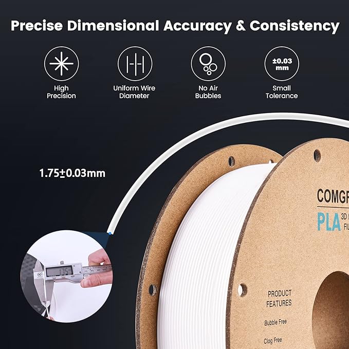 Comgrow PLA 3D Printer Filament, 3D Printer PLA Filament 1.75mm, Dimensional - Image 7