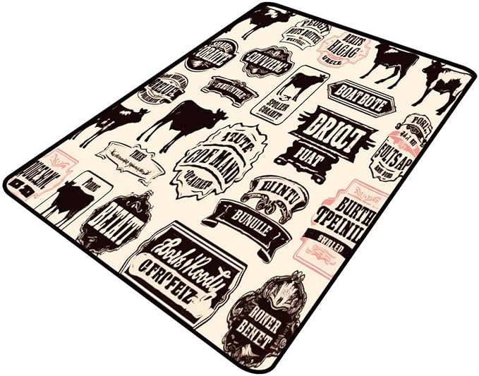 Runner - Farm Label Floral Printing Foldable Area Rugs Fade Resistant, Flame by Snarena