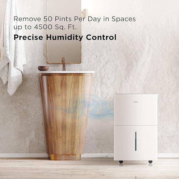TCL 4, 500 Sq. Ft. Smart Dehumidifier, Energy Star, 50 Pints Per Day, Moisture - Image 4