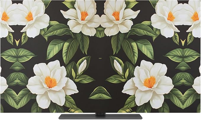 Rural White Gardenia Flower Indoor TV Cover, Elastic TV Screen Protector - Image 2