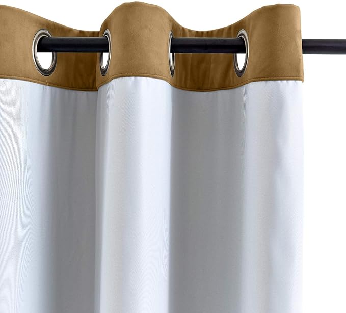 ChadMade Extra Long Blackout Lined Premium Velvet Curtain Sable 72Wx120L Inch - Image 3