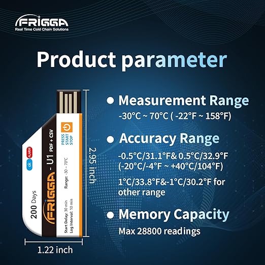 Frigga 2 Pack Temperature Data Logger Single Use Temperature Recorder 28800 - Image 3
