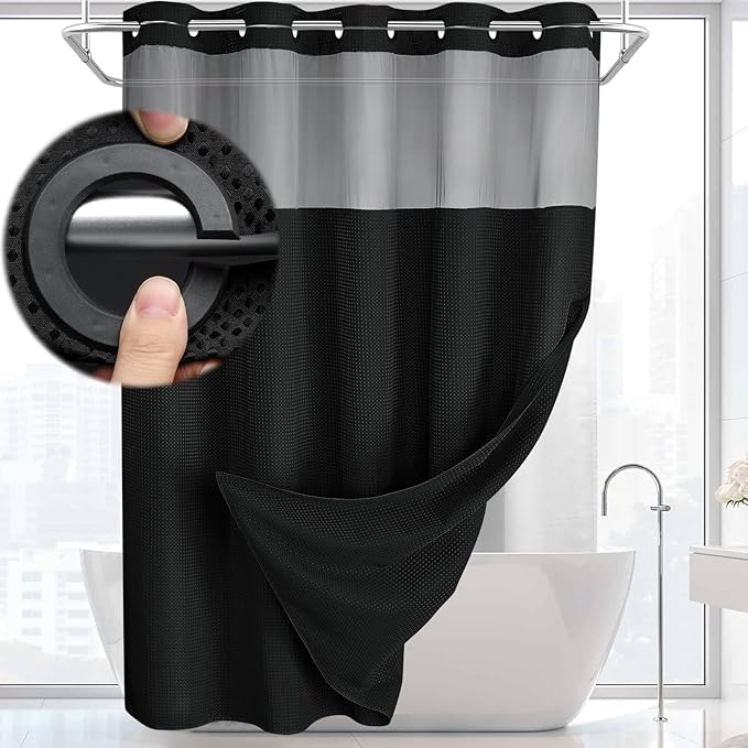 No Hook Shower Curtain and Liner Set by Unknown