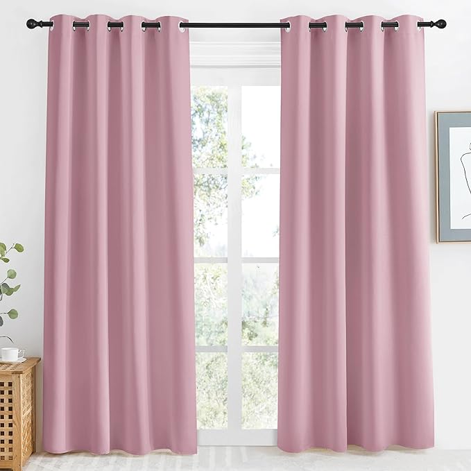 NICETOWN Rouge Pink Blackout Curtain 86 inch Long, W55 x L86, 1 Panel, Thermal by NICETOWN