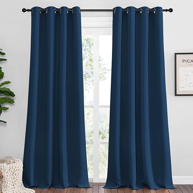 NICETOWN Moroccan Blue Blackout Curtains 90" Long by NICETOWN
