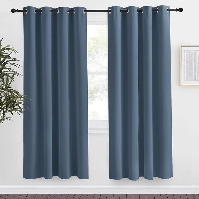 NICETOWN Blackout Curtain 78 inch Long, W55 x L78, 1 Panel, Smoky Blue by NICETOWN