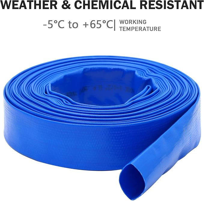 DAVCO 2.5" x 25 ft Pool Backwash Hose, Heavy Duty Reinforced Blue PVC Lay Flat - Image 4