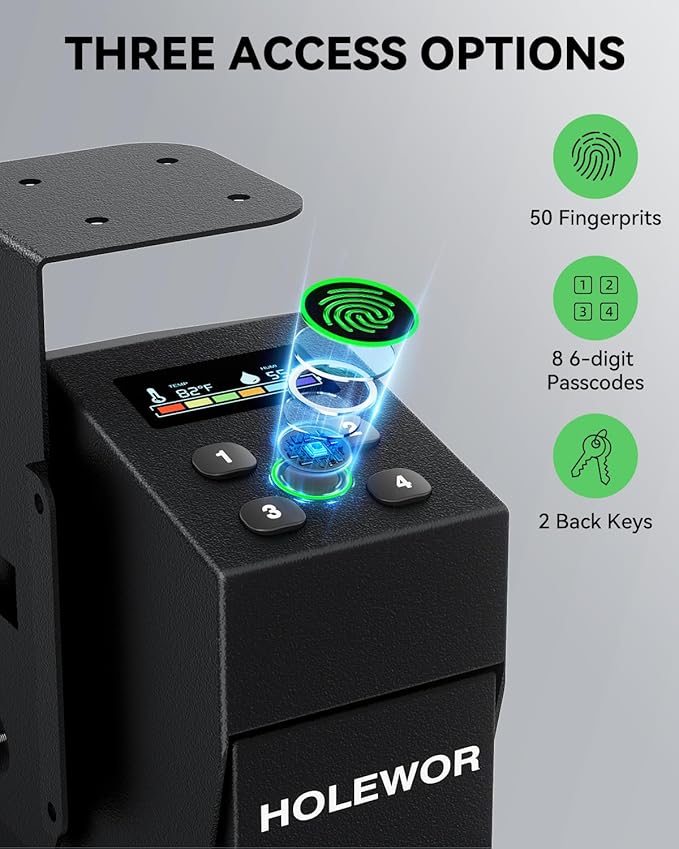 Gun Safe Biometric Pistol Safe Fingerprint Drop Down Mount Handgun Safe Under - Image 3