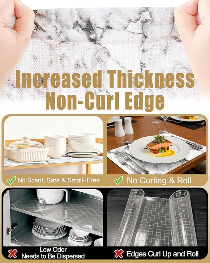 Shelf Liners for Kitchen Cabinets Non-Adhesive, Non-Slip Thickened Shelf Paper - Image 4