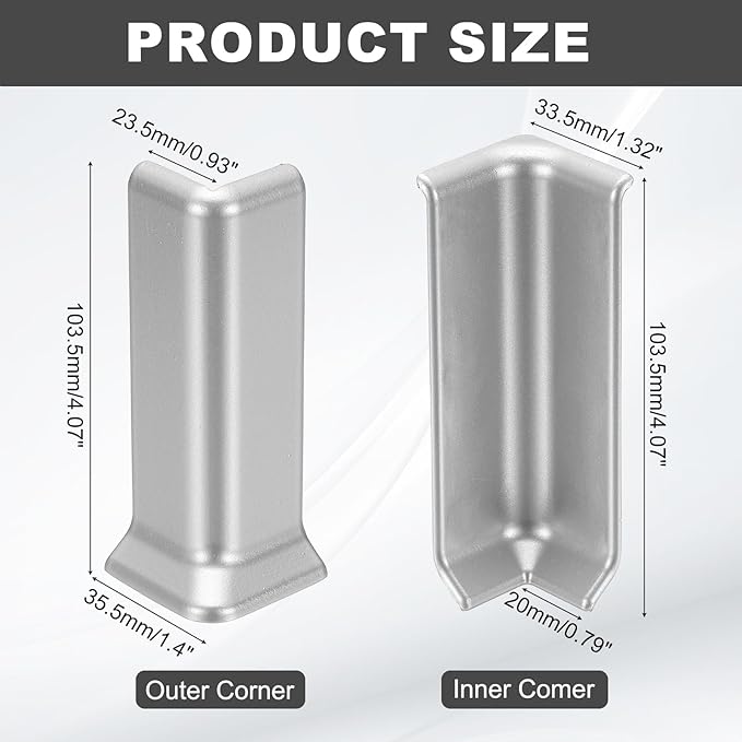 uxcell Self Adhesive Baseboard Corner Blocks, 4.07 Inch Wall Edge Corner - Image 2