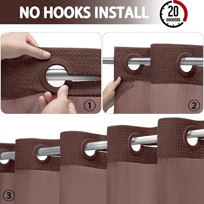 No Hook Shower Curtain and Liner Set - Image 2