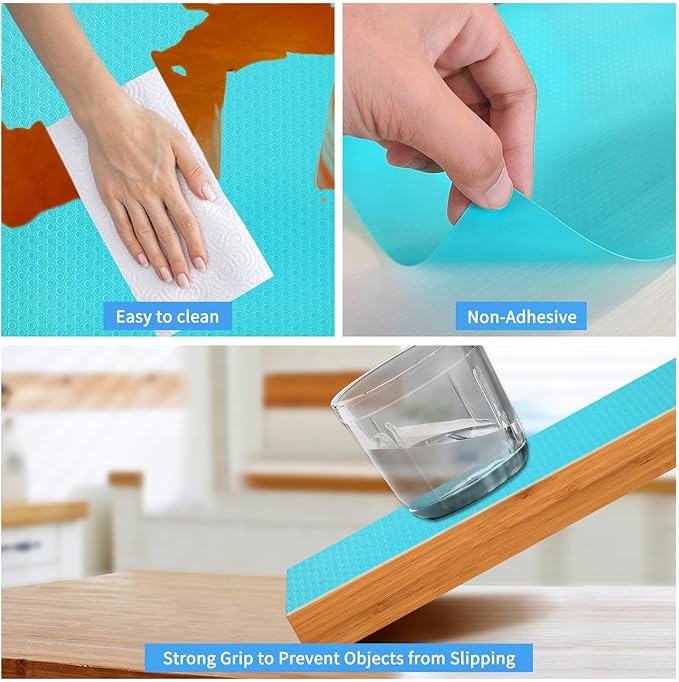 Bloss Blue Shelf Liner Non Adhesive Drawer Liners 12 x 236 inch BPA Free - Image 6