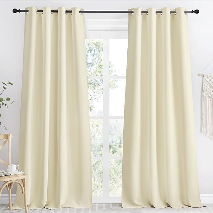 NICETOWN Beige Blackout Curtain 118 inch Long, W55 x L118, 1 Panel, Thermal by NICETOWN
