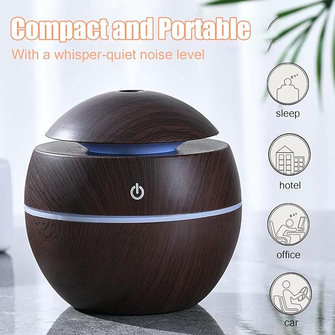 Wood Grain Humidifier, Portable Mini Humidifier Compact Portable 5V 2W USB - Image 5