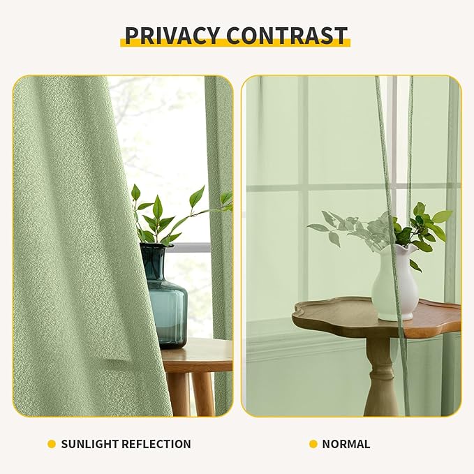 MIULEE Sage Green Thermal Insulated Curtains 96 Inch Long 2 Panels Set - Image 6