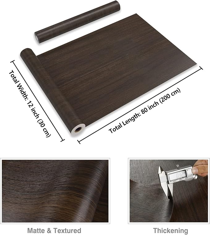 CRE8TIVE Dark Brown Wood Contact Paper Distressed Wood Look Wallpaper Peel and - Image 8