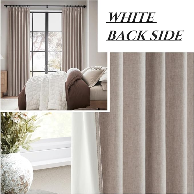 Living Room Curtains 80 Inches Long, Tan Beige Pinch Pleated Linen Basics - Image 7