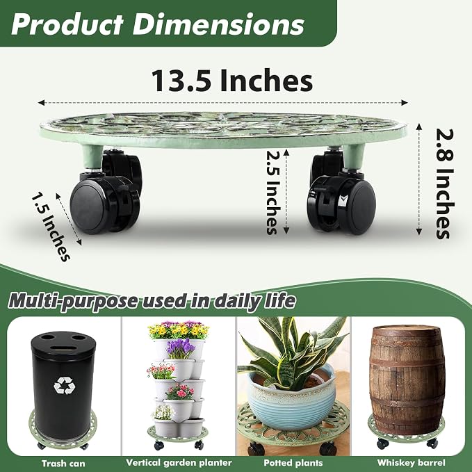 14 Inch Rolling Plant Stand - Image 4