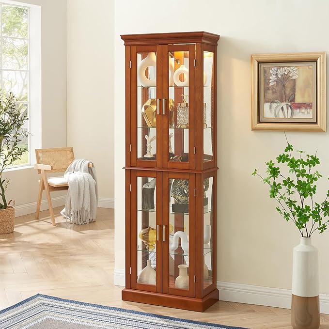 Lighted Wooden Display Curio Cabinet, Cabinet - Image 6