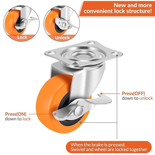 2.5 Inch Caster Wheels, Casters Set of 32, Heavy Duty Caster - Image 3