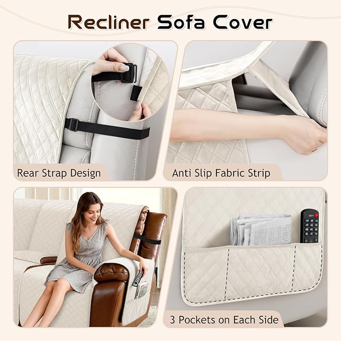 Arfntevss Waterproof Recliner Sectional Couch Covers - Image 4
