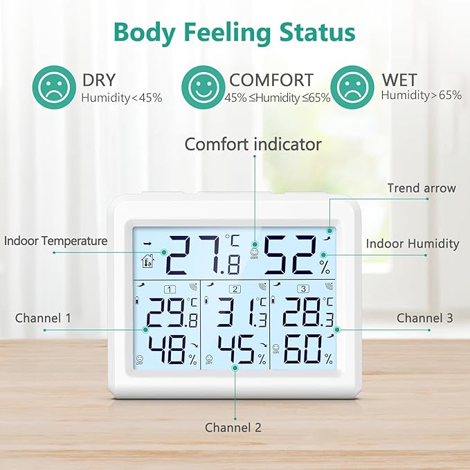 ORIA Indoor Outdoor Thermometer, Digital Hygrometer Thermometer, Wireless - Image 6