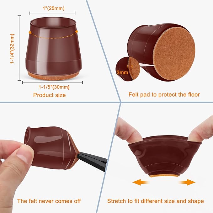 36Pcs Brown Silicone Chair Leg Floor Protectors, Floor Protectors - Image 5