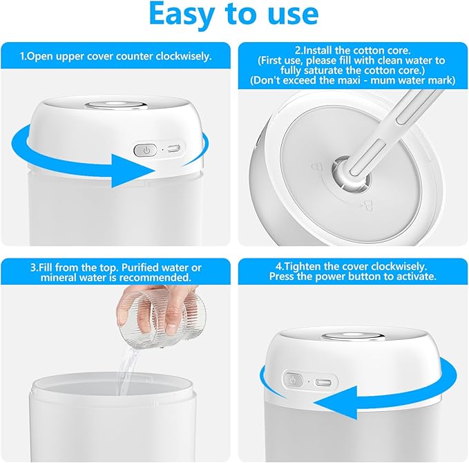 FUWANG Portable Mini Humidifier, 650ml Small Cool Mist Humidifier, USB Personal - Image 7