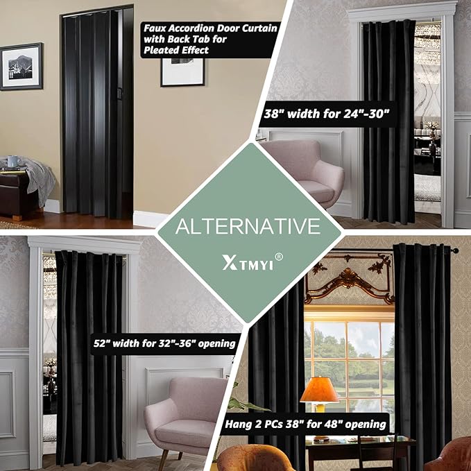 XTMYI Black Blackout Curtains 80 Inch Long - Image 2