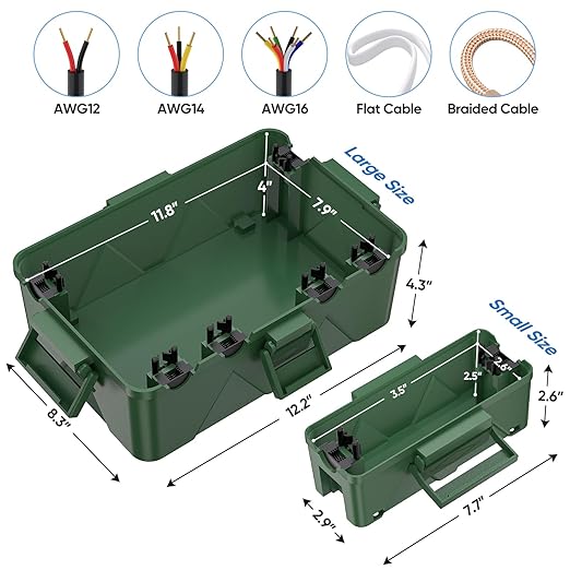TICONN Outdoor Electrical Box, IP54 Splash-Proof Outdoor Extension Cord Cover - Image 2