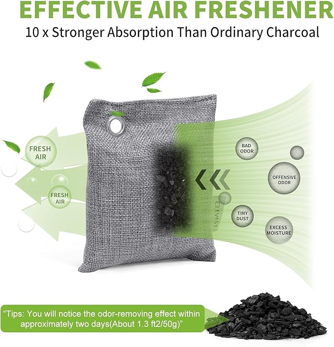CLEVAST 16 Pack Activated Bamboo Charcoal Air Purifying Bags, Natural Fresh - Image 4