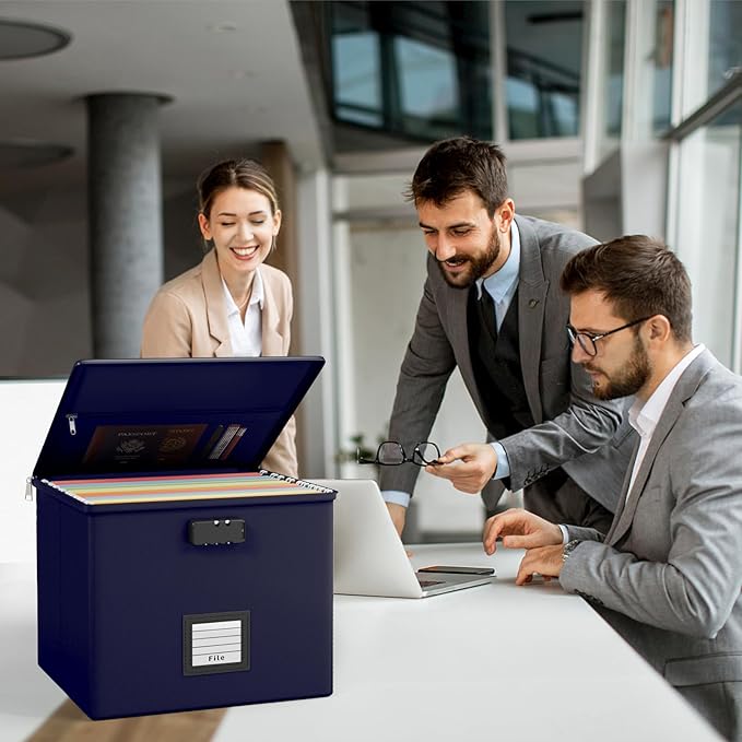 Navy blue Fire Proof File Box for Documents - Image 4