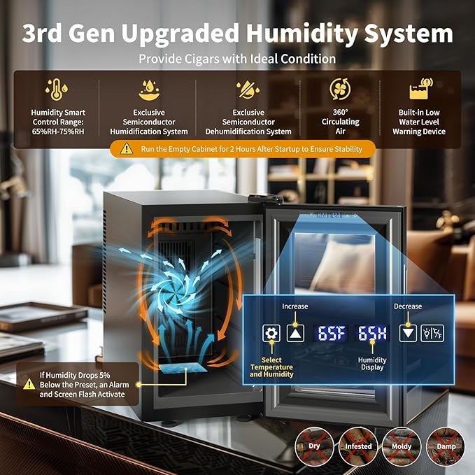 NEEDONE 16L Pro 1S Cigar Humidor, Smart Humidity & Temp Quiet Control, Holds - Image 2