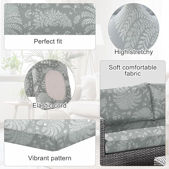 Ourdoor Cushion Covers Waterproof Set of 8 Floral Printed Stretch Patio Chair - Image 3