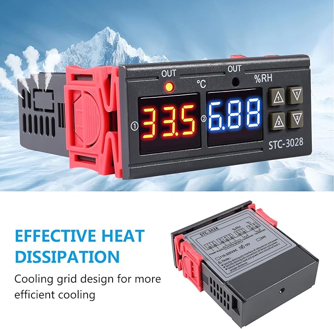 STC-3028 Temperature Controller 12V Temperature and Humidity Controller Meter - Image 4