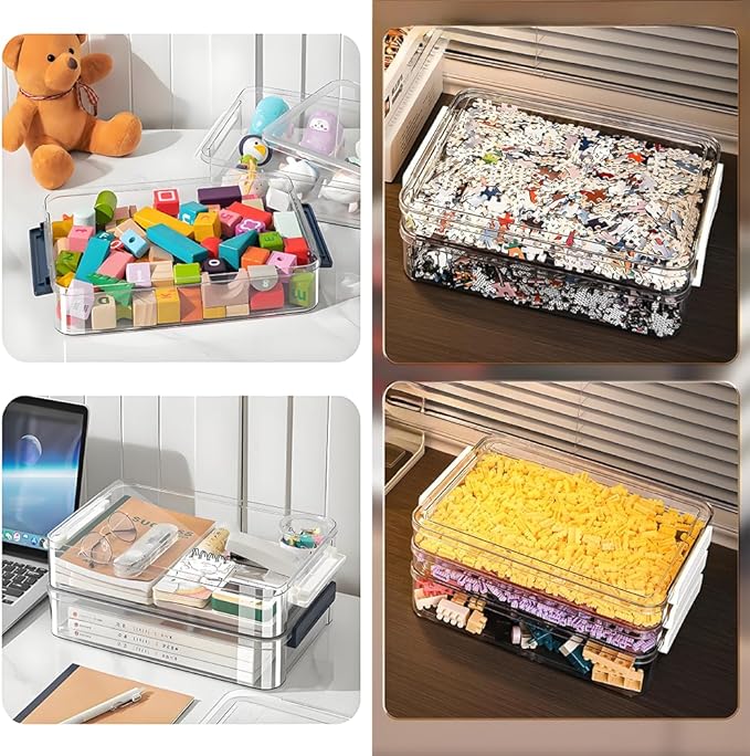 2 Pcs Plastic Portable Project Case, Scrapbooks, Art Supplies - Image 5