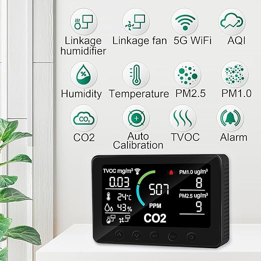 12 in 1 Air Quality Monitor Indoor, - Image 2