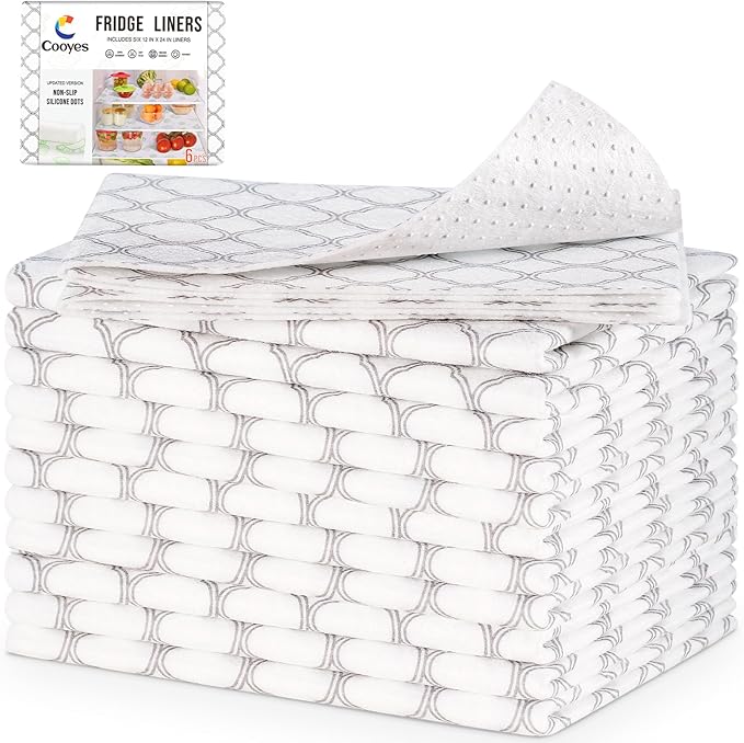 Cooyes Felt Shelf Liners for Drawer & Kitchen Cabinet, 12 Pack, Non Slip Fridge by Cooyes