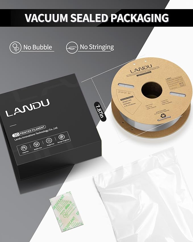 LANDU Silk PLA Filament 1.75mm Silver 1KG, 3D Printer Filament Dimensional - Image 5