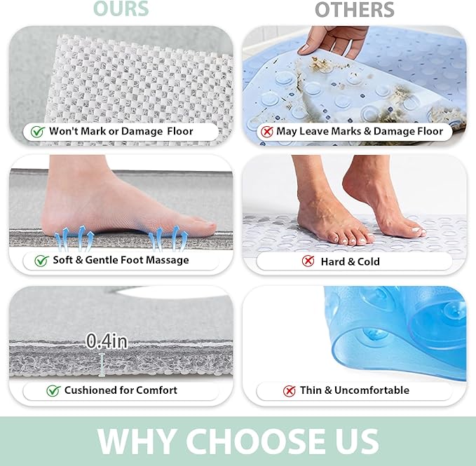 Square Shower Mat Non Slip: 24x24 Inch Extra Large Shower Mats - Image 6