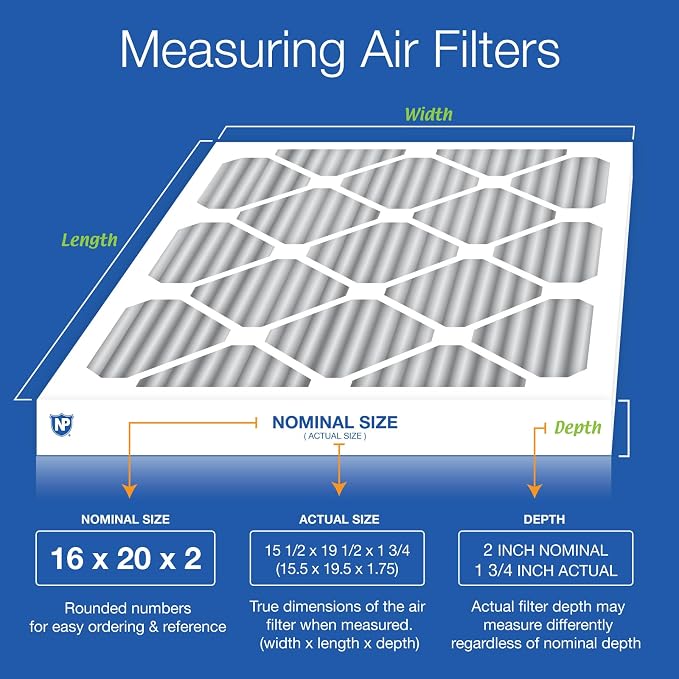 Nordic Pure 16x20x2 Pleated MERV 10 Plus Carbon Air Filters 3 Pack | Actual - Image 2