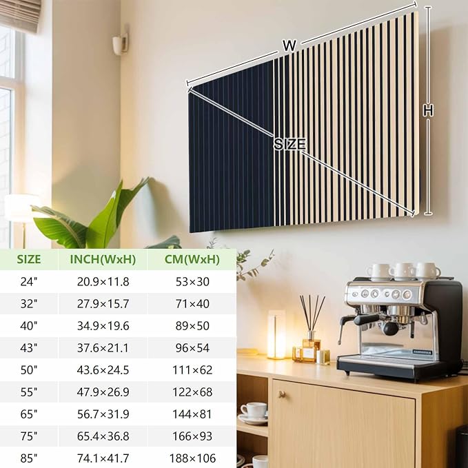 Deep Blue Line Color Block Indoor TV Cover, Elastic TV Screen Protector Modern - Image 4