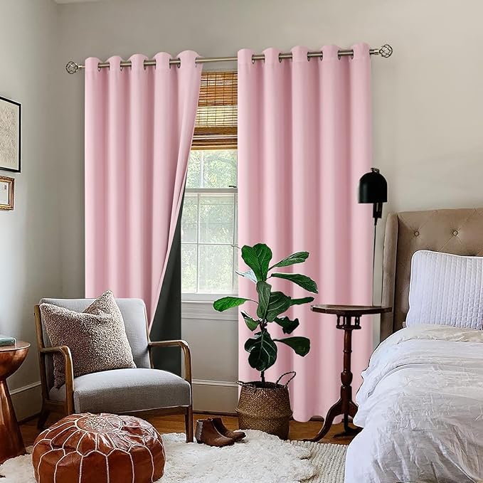 BGment Baby Pink 100% Blackout Curtains - Image 2