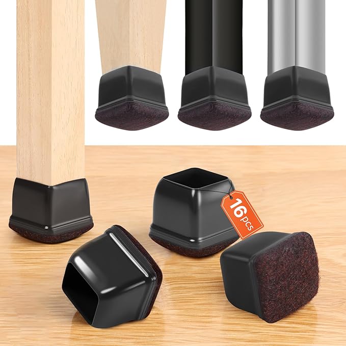 16PCS Square Chair Leg Floor Protectors, Felt Furniture Pads by GAGUIUP